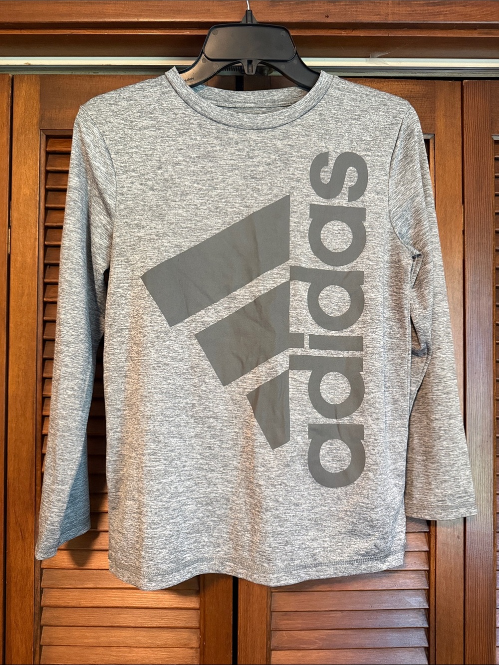 adidas Gray Heather Long Sleeve Logo Tee